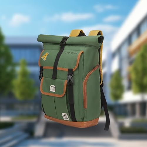 Image of Provogue Dravik 35 litres everyday roll-top laptop backpack with 15.6 inch laptop compartment for men and women, stylish contemporary daily use college, office and outdoor bag