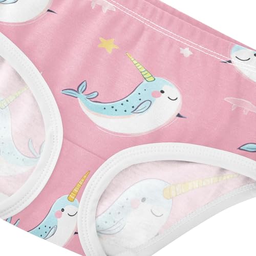 Wusikd Cute Narwhals Girls' Underwear Cotton Rainbow Horn Girls Briefs Soft Toddler Underwear 2T4