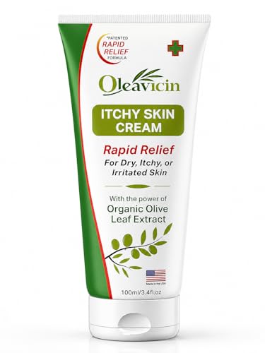 Oleavicin Organic Extra Strength Anti-Itch Cream for Dry, Itchy Skin Relief Natural Fungal & Rash Treatment with Olive Leaf Extract Fast-Acting, Long-Lasting Relief