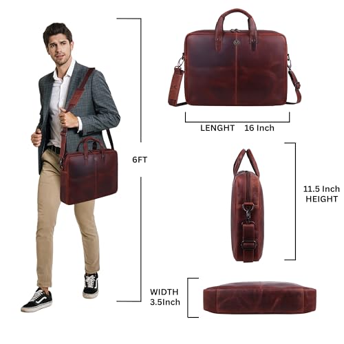 Image of WildHorn Leather Laptop Messenger Bag for Laptop /MacBook up to 15 inch| Padded Laptop Compartment |Office Bag I 365 Days Warranty