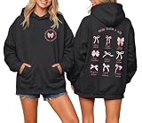Cayxatiu Christian Bow Hoodie for Women God Says I am Bible Verse Hoodies Bows Sweatshirt Coquette Pullover(Black,M)