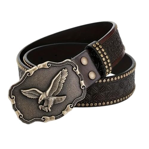 Ceinture cloutée homme en relief motif floral et aigle américain