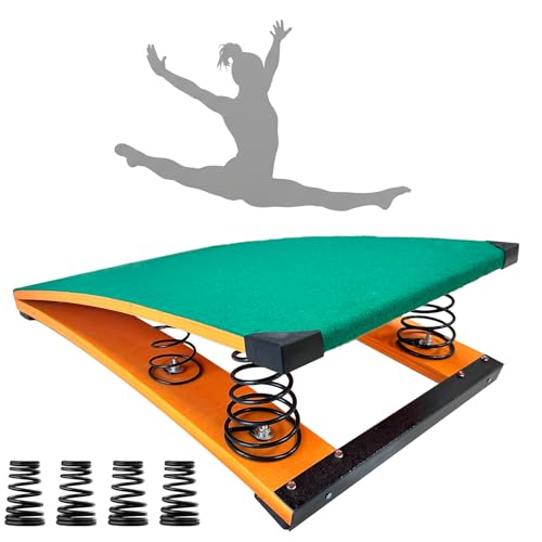 Lakexus Gymnastics Springboard for Kids 4 Springs 31.5X19.7 Vaulting Training Spring Boards Gymnastics Portable Curved Spring Board with Anti-Slip Mat Base for Training Outdoor Exercise