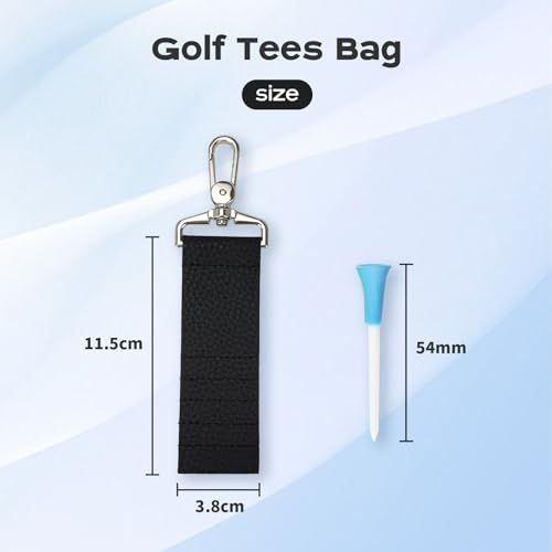 YYMT 2 Stück Golf-Tee-Halter aus Leder – Robustes & Tragbares Golf Tee Organizer mit Clip für 5 Tees, Ideal für Training, Wettkampf am Gürtel, Golfbag & Rucksack in Schwarz/Weiß, inkl. 10 Tees