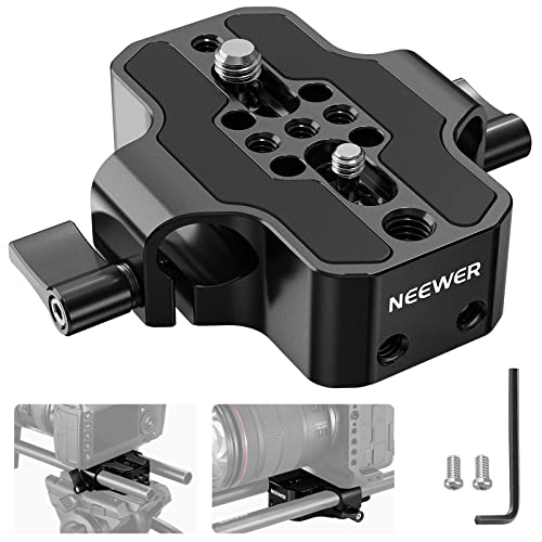Neewer Camera Base Plate With Dual Rod Rail Clamp, 15Mm Lws Baseplate For Camera Cage Tripod Shoulder Rig With 1/4" & 3/8" Threads, Compatible With Smallrig Cage Sony A7 Canon R6 Bmpcc 6K Pro, Sr001 #TOP14