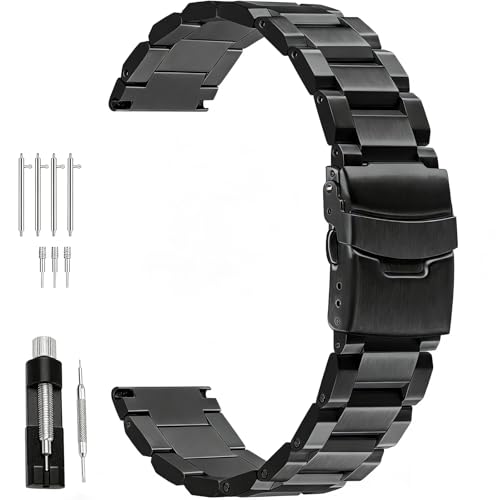 Image of Juntan 18mm 20mm 21mm 22mm 24mm 26mm Classic Stainless Steel Watch Band Silver Black Grey Blue Gold Brushed Metal Watch Strap for Women Men Watch Replacement Band Double Buckle