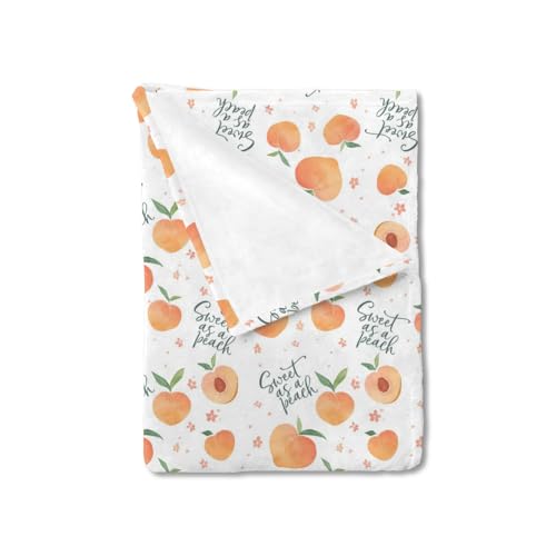 Image of HawSkgFub Sweet As Peach Summer Vibe Fruit Baby Blanket for Girls Gift, Peachy Floral Flannel Fleece Nursery Bed Blankets, Soft Warm Lightweight Newborn Infant Toddler Kids Crib Bedding 30 x 40 Inch