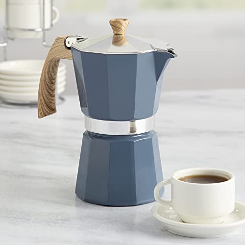Image of Primula Aluminum Stove Top Espresso Coffee Maker, Percolator Coffee Pot for Moka, Cuban Coffee, Cappuccino, Latte and more, Perfect for Camping, 6 Cup, Blue