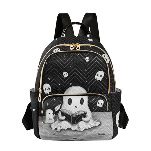 Image of Cute Ghost Quilted Backpack Purse for Women Fashion Small Backpack M | Shoulder Bag Travel Casual Daypack