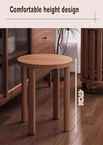 Taburetes redondos de madera maciza portátiles para estancias pequeñas 4