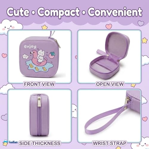 Image of FunBlast Square Coin Pouch for Kids - Cute Cartoon Design Mini Purse, Multipurpose Coins Pouch, Small Zipper Wallet for Kids & Girls, Kawaii Coin Bag (PurpleRandom-)