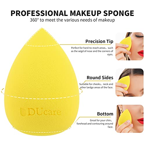 DUcare 4Pcs & 1Pc Makeup Sponges Foundation Brushes Ideal For Flawless Finish, Non-latex Makeup Beauty Blenders Powder Puffs Kabuki Flat Top Face Brush - Image 4