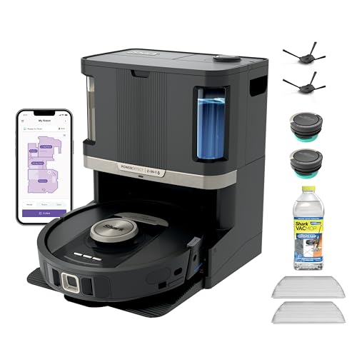 Shark Robot Vacuum & Mop Combo, PowerDetect NeverTouch Pro, Self-Emptying, Self-Refill with Self-Clean Pad Wash & Dry, 60-Day Debris Capacity, 30-Day Refill Tank, 5 Technologies, Black, AV2800...