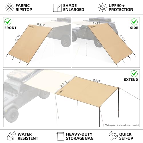 SAMOUT Awning Wall 8.2FT x 8.5FT Multi-Side Universal Awning Extension Waterproof Ripstop UV-Resistant for Windbreak & Sun Shade