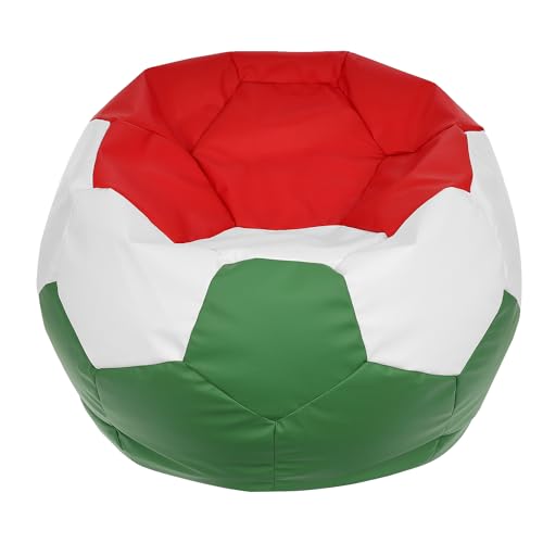 Ecopuf | Puff Fotel Worek w kształcie piłki nożnej Włoski Narodowy Sztuczna skóra Rozmiar L - Puf z wypełnieniem - Puf Fotel z podwójnym zamkiem błyskawicznym - Dim 90x55