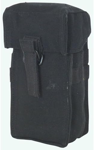 Black South African Army Style Ammo Pouch - 6.5 x 3.5 x 2.5, Canvas Pistol Belt Attachment Pouch