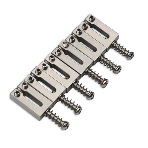 Selle de chevalet de guitare inox poli 10,8 mm avec pontets modernes pour guitare ST chrome