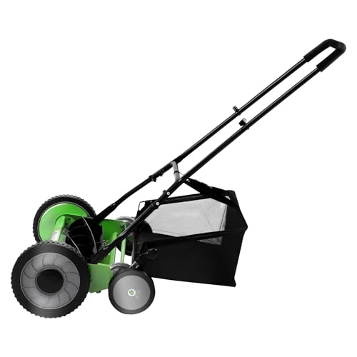 Qussse Tondeuse à gazon manuelle, tondeuse hélicoïdale manuelle avec panier collecteur, largeur de coupe 50 cm, hauteur de coupe réglable 3,4 à 6,4 cm, pour tondre la pelouse dans les villas, parcs et