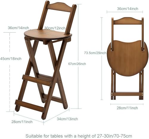 Tabouret pliable avec dossier en bois pour comptoir de cuisine et bar - 3