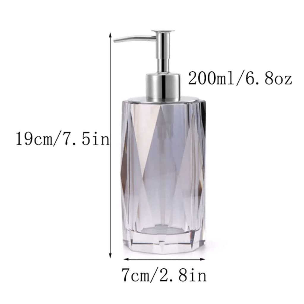 Nachfüllbarer Seifenspender mit Edelstahl-Pumpe, Seifenpumpe, Kristall-Lotion-Flasche, Flüssigkeitsspender, 200 ml, nachfüllbare Seifenflasche für Küche, Bad, A-1 Stück