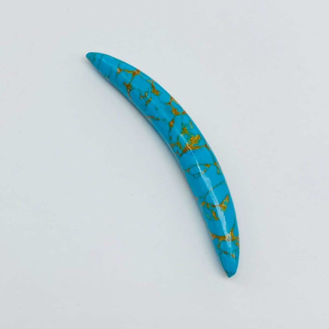 Copper Veining American Blue Turquoise Stone Tribal Septum Curved Spike Tusk | Handmade Stone Body Piercing Jewelry | Unisex Boho Nose Ring | Double-Ended Tribal Design