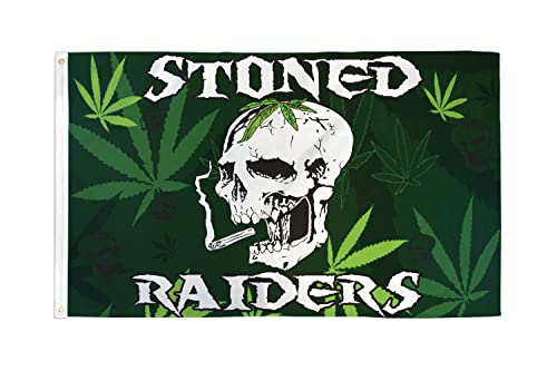 AZ FLAG, Stoned Raiders Pirate Flag, 3x5 Ft, 100D Polyester Skull Banner with Two Metal Grommets, Fade Resistant