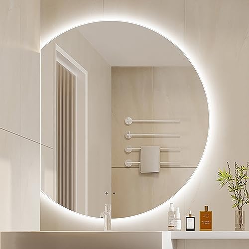FGXHHS Espejo de tocador sin Marco LED Regulable de 3 Colores, 50/60/70/80 cm con Control táctil Inteligente, Resistente al Agua IP44, Vidrio HD, Montaje en Pared para Estilo Moderno (Col
