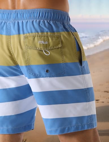 Men's Swim Trunks Striped Seaside Holiday Soft Washed Retro Drawstring Board Shorts2