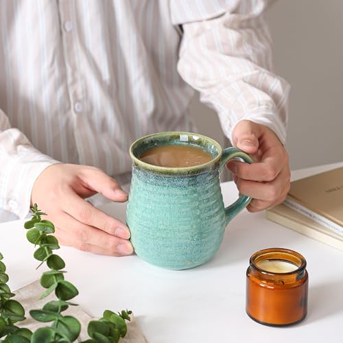 Taza de café grande de cerámica 23 oz color verde miniatura 5