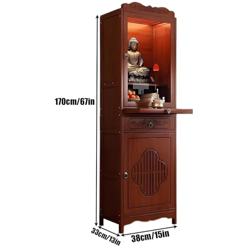 Table d'autel bouddhiste en bambou de 38 cm avec rangement pratique - 4