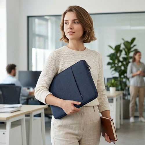 Image of 15.6 Inch Laptop Sleeve Case for HP Pavilion 15.6, Compatible with Acer Chromebook 15 / Aspire, ASUS Chromebook CX15 / VivoBook 15 16, Water Resistant Computer Carrying Bag, Navy Blue