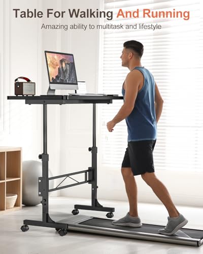 Amztabler DESK1 Small Standing Desk Adjustable Height, Mobile Stand Up Desk With Wheels, 32 Inch Portable Rolling Desk Small Computer Desk thumb #6