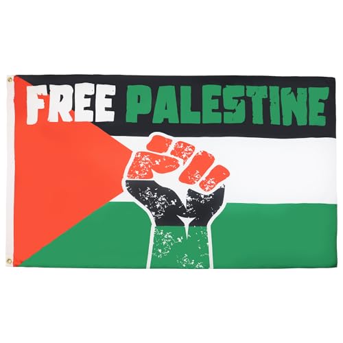 AZ FLAG, Free Palestine Raised Fist Flag, 3x5 Ft, 100D Polyester Palestinian Banner with Two Metal Grommets, Fade Resistant