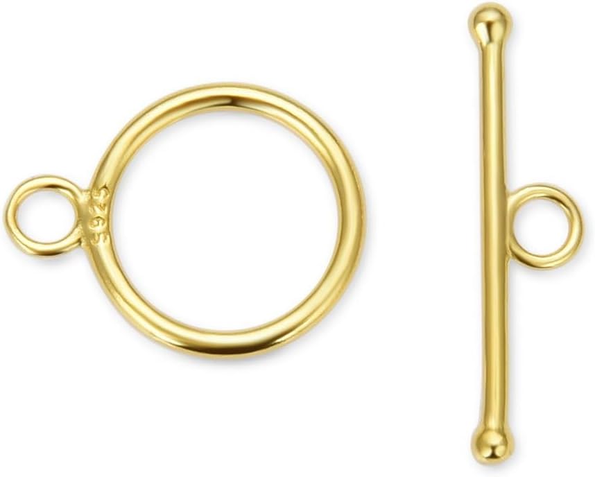 5 Sets Adabele Authentic 925 Sterling Silver Round Toggle Clasp T-Bar Closure 10mm (0.39 Inch) Hypoallergenic Nickel Free for DIY Jewelry Making SS192-1