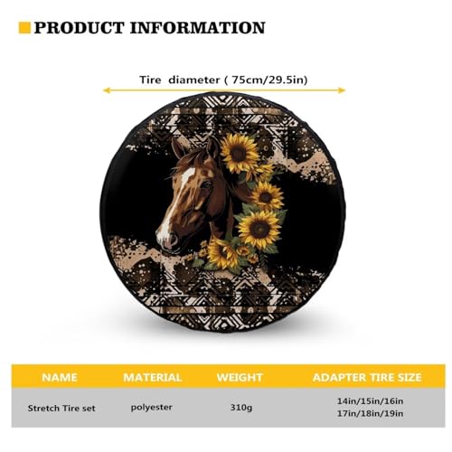 Image of Pensura Ethnic Horse Tire Cover Waterproof Wheel Covers, Sun Rain Snow Protectors, Fit for Jeep Wrangler Rv SUV Truck Travel Trailer, 14-19 Inch