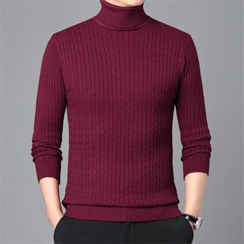 Men's Turtleneck Knitted Sweater Winter Warm Slim Pullover Solid Color Street Bottoming Top4
