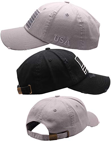 Image of Antourage American Flag Unisex Baseball Hat for Men and Women | USA Flag Mesh Snapback Flat Visor Cap + 2 Patriotic Patches