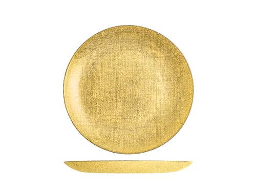 H&H-Regent, set 6 piatti frutta, piatti natalizi, in vetro, effetto glitter, oro, 21,5 cm