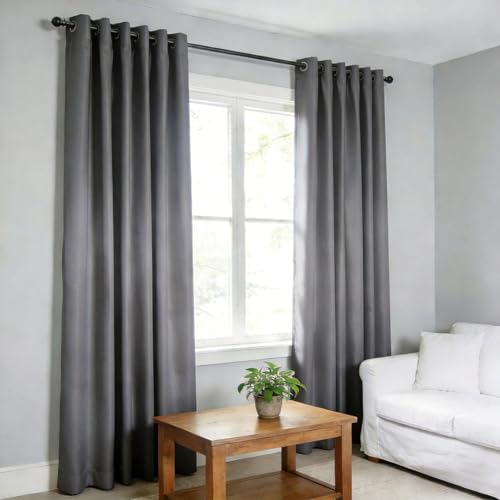 Rideau isolant thermique haut de gamme gris à oeillets 215x85 - 2