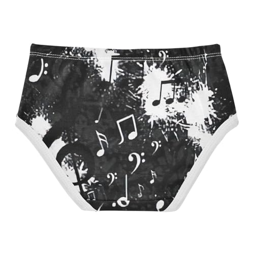 Toddler Panties, Music Note Black White Cotton Girls Underwear, 2T–8 Years2