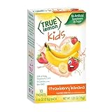 TRUE LEMON KIDS Strawberry Banana (10 paquetes) - Hidratación para niños - Sin edulcorantes artificiales - Sabor de agua bajo en azúcar - Mezcla de bebida para niños - Mezcla de bebida en polvo