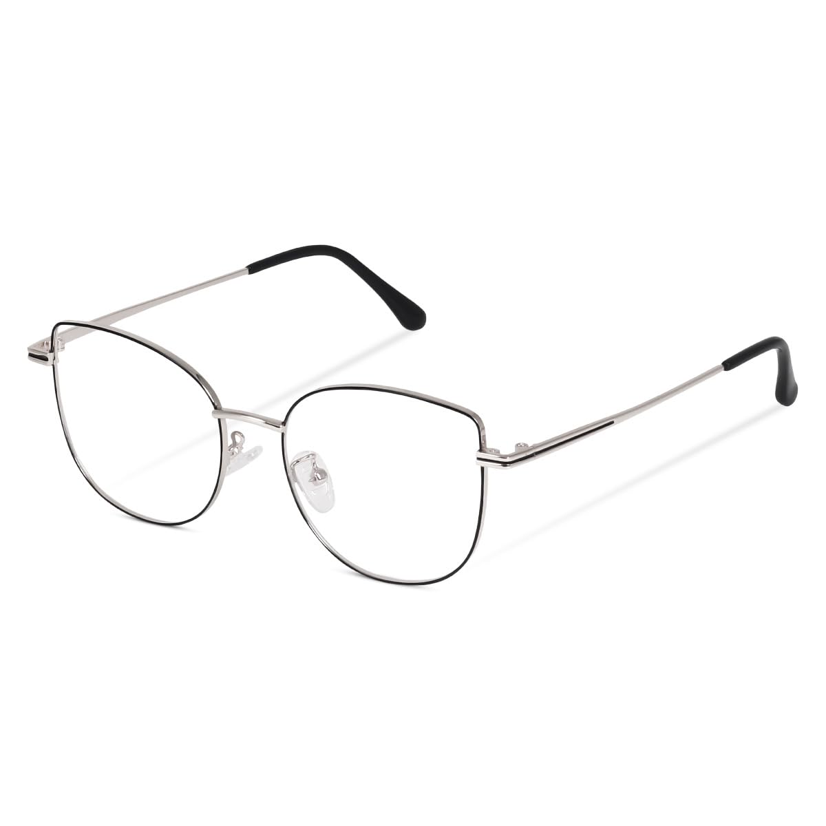 Poshh Eyewear Blue Light Blocking Computer Eyeglasses for Women | Premium Cat Eye Glasses | Anti Glare & UV Protection frames | (Silver Black) (B0DC3K62TZ) Amazon Price History, Amazon Price Tracker