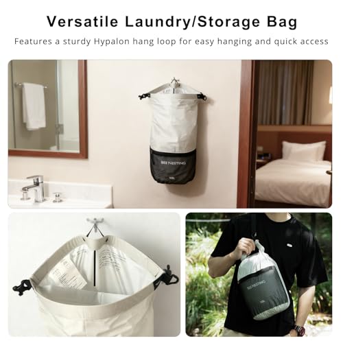 Bee Nesting Bolsa Seca Ultraligera Impermeable, 10L, Nylon 20D con Bolsillo de Malla y Separación Húmedo/Seco, Bolsa para Kayak, Playa y Navegación (Verde Menta) miniatura 4
