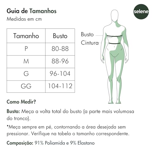 SELENE Top Academia Feminino Em Poliamida Bojo Removível Fitness, Verde, M