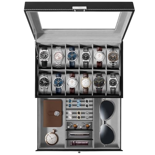 Uten 12-slot PU leather watch display case