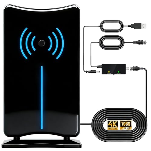 Antena de TV digital para Smart TV interior/exterior, antena HD 2026 con amplificador de señal, soporta TV 4K 1080P HDTV, recepción de largo alcance, cable coaxial largo, fácil instalación para todos
