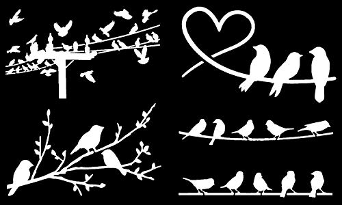 Autocollants oiseaux silhouette blanche petit format 10cm fil - 2