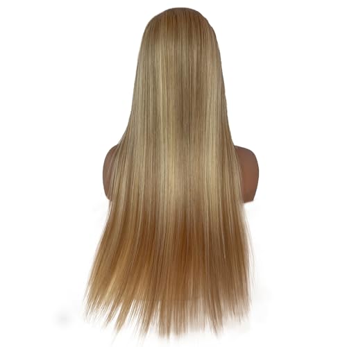 Image of Munx Ombre Highlight Ash Blonde Lace Wigs, Pre Plucked HD Transparent 13x6 Lace Front Human Hair Wigs for White Women Full Ends 180% Balayage Blonde with Brown Lace Frontal Wigs 18 In