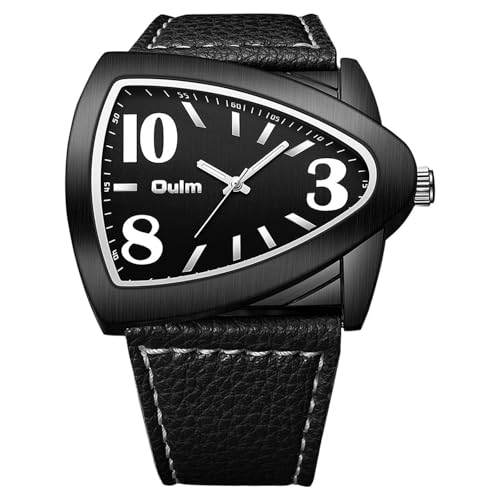 Montre triangulaire pour homme JewelryWe avec grand cadran punk et bracelet cuir
