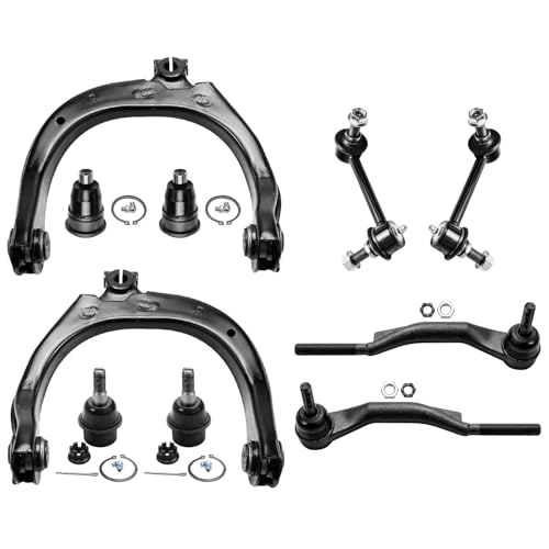 Image of Detroit Axle - 10pc Suspension Kit for Chevy SSR Trailblazer EXT GMC Envoy XL XUV Buick Rainier Saab 9-7x Front 2 Upper Control Arms 4 Ball Joints 2 Outer Tie Rods Rear 2 Sway Bars Replacement
